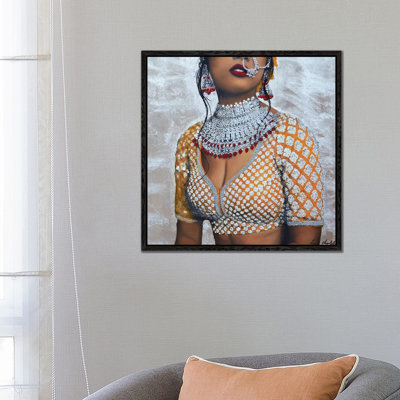Indian Couture I (Silver) by Linda Charles - Painting on Canvas