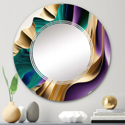 Miroir mural abstrait abstrait, violet et vert