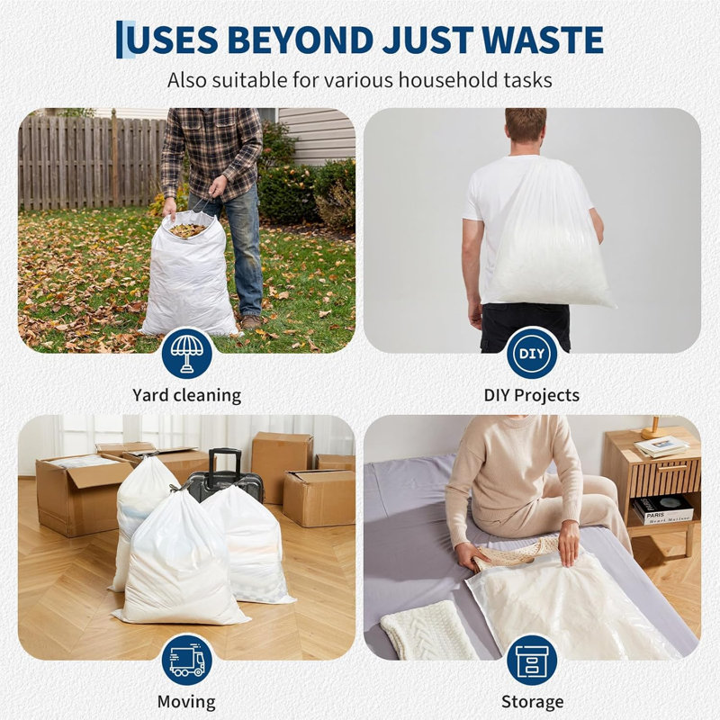 Tall Trash Bags 30L (8 Gallon), with Drawstring, 200 Count (4 Rolls)