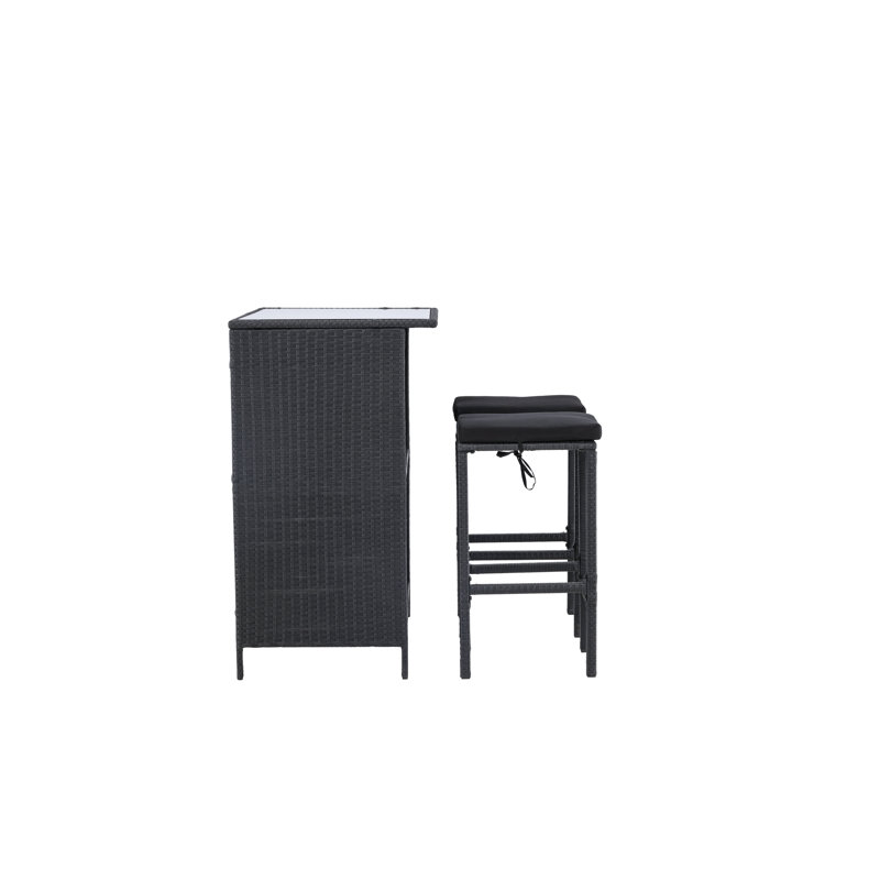 Kacey 2 - Person Wicker Patio Dining Set with Rectangular Table , Cushions Included