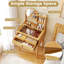 23.5" Compact Makeup Table with 2 Drawers Open Storage Shelves and Glass Top