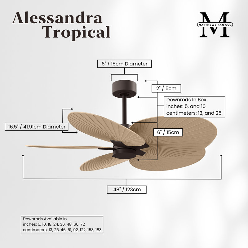 Alessandra - Five Blade Ceiling Fan, Textured Bronze, Light Maple Tone