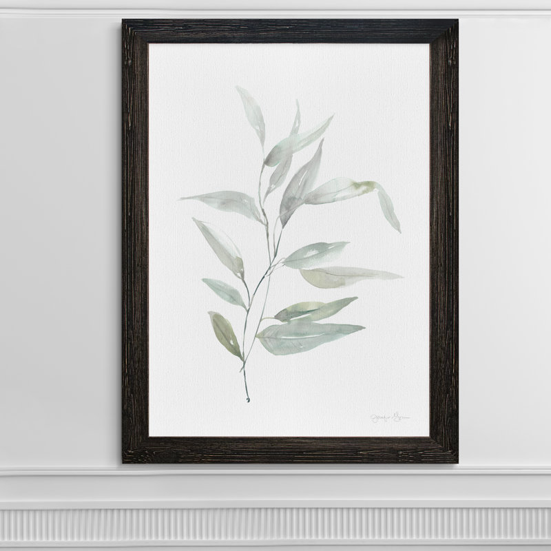 « ethereal eucalyptus ii »-impression du cadre sur verre, Encadré toile ébène, H 28 po x l 38 po x 1,25 po
