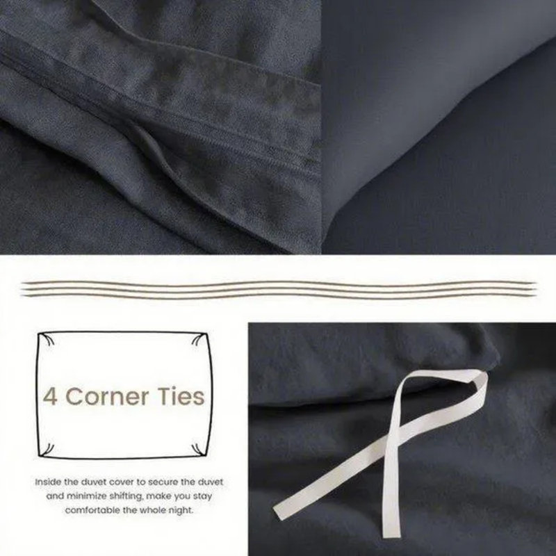 Ensemble de literie simple en coton de qualité supérieure avec fermeture à glissière Simply Clean, Gris