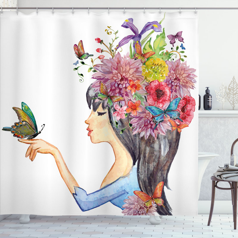 Shower Curtain with Hooks Included, 70" H x 69" W