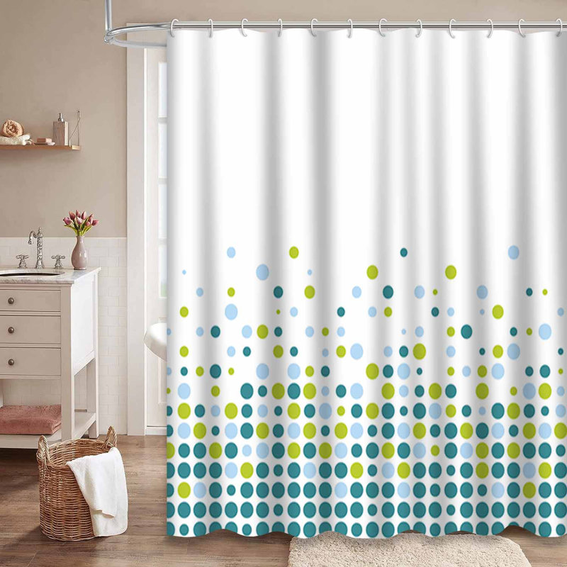 Rideau de douche vert mosaïque avec 12 crochets, L 72 po x l 78 po