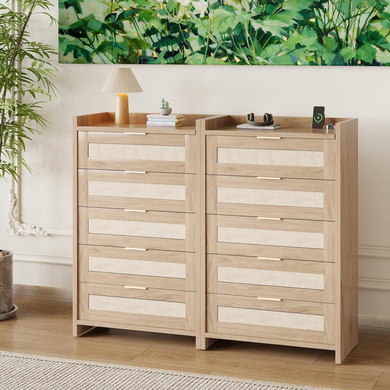 Commode 5 tiroirs 45 po brun, Brun