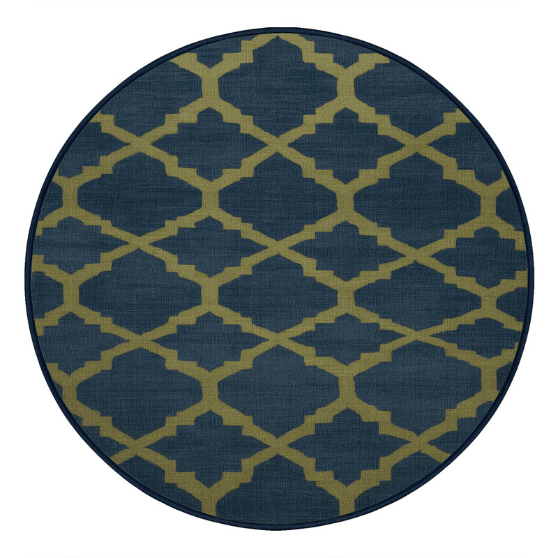 Machine Washable Trellis Gray Area Rug, Round 4'