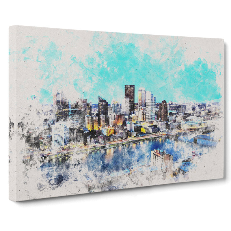 Skyline Of Pittsburgh - Wrapped Canvas, 60cm H x 91cm W x 3cm D