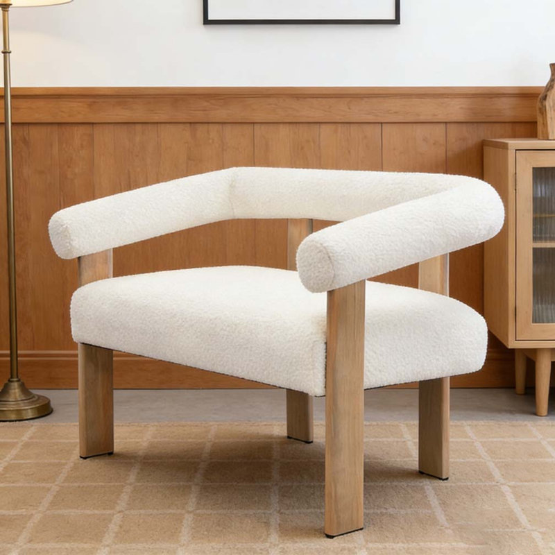 Causeuse ronde avec accoudoirs, Beige, naturel