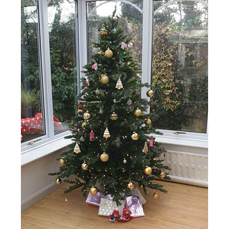 Lighted Artificial Fir Christmas Tree, 7.05ft H x 4.43ft W x 4.43ft D