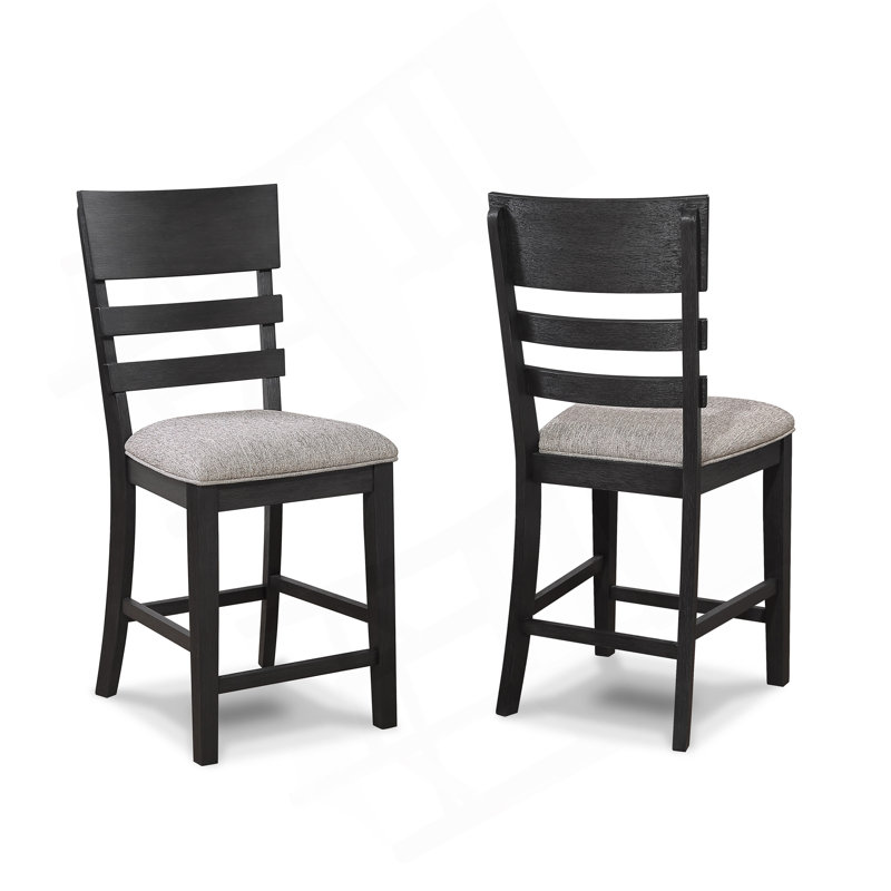 Mobilier de salle à manger en bois à dossier et échelle 2 pièces noir / gris