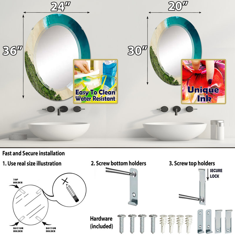 Miroir de salle de bain sans cadre, 30 po x 20 po