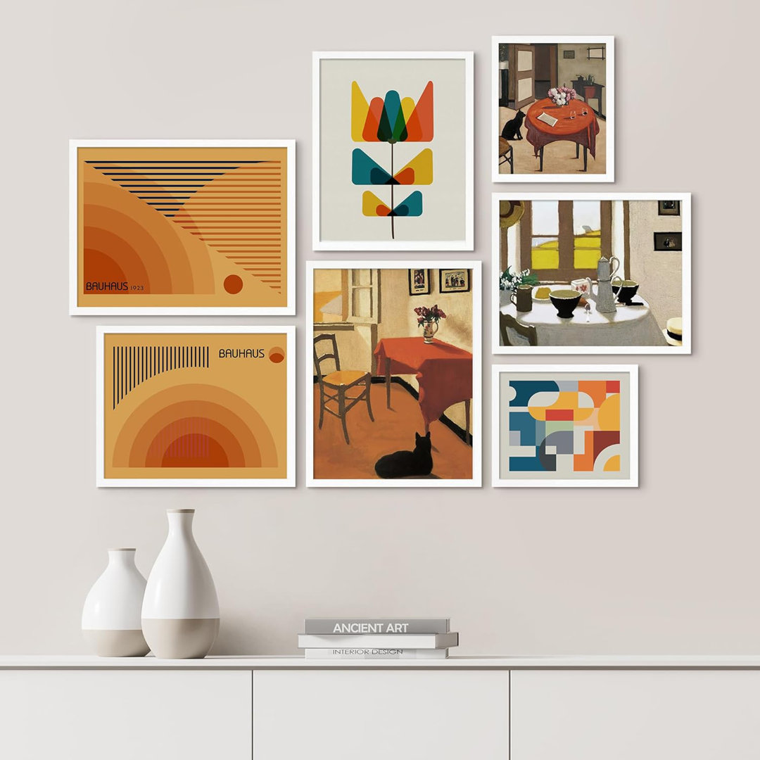 " Collage Mid-Century Abstract Shapes " 7 - Pieces SIGNLEADER 