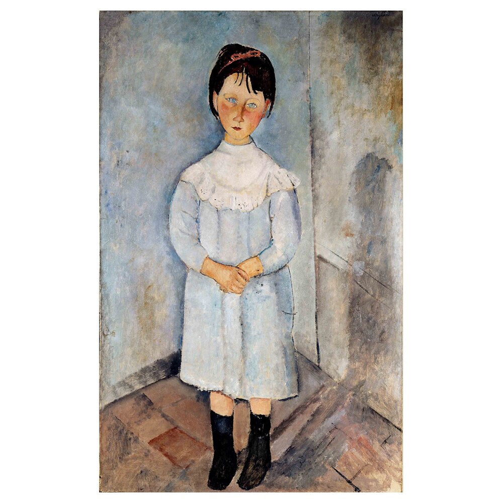 Leinwandbild Little Girl in Blue von Amedeo Modigliani