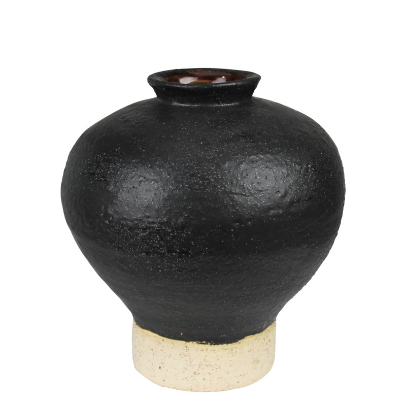 Umbria Vase With Small Neck, Ceramic, Black