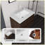 Meuble-lavabo flottant 24 po avec lavabo, porte à fermeture douce, comptoir et dosseret en marbre de culture blanc de 2 po Carrara, contreplaqué, brun-131655267-131655268