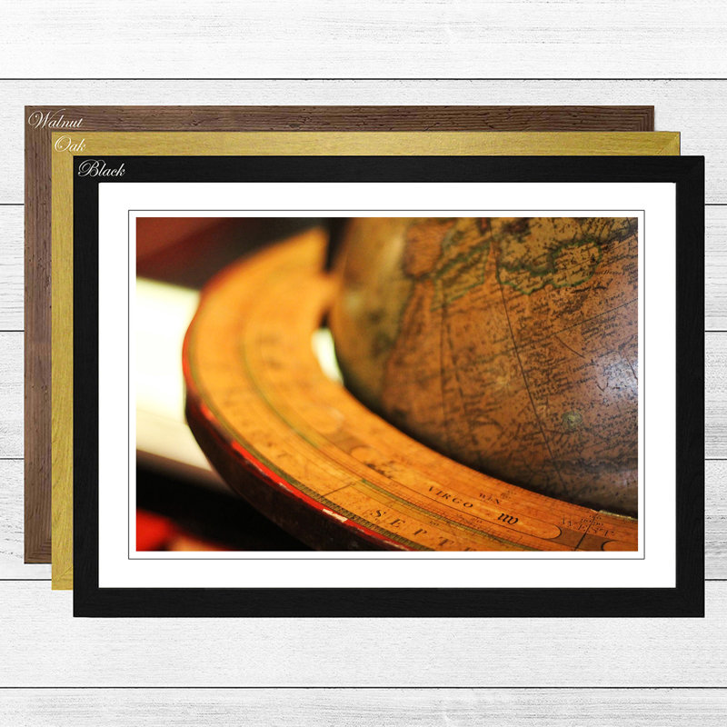 Globe World Map (2) Framed Photographic - Framed Print, Black