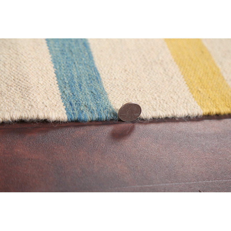 Handmade Handwoven Wool Beige Area Rug
