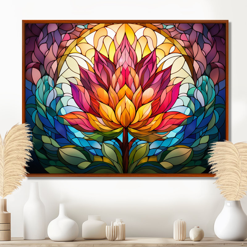 «Blossoming Rainbow Lotus», impression encadrée de lotus, Cadre flottant brun, bois massif, H 30 po x l 40 po