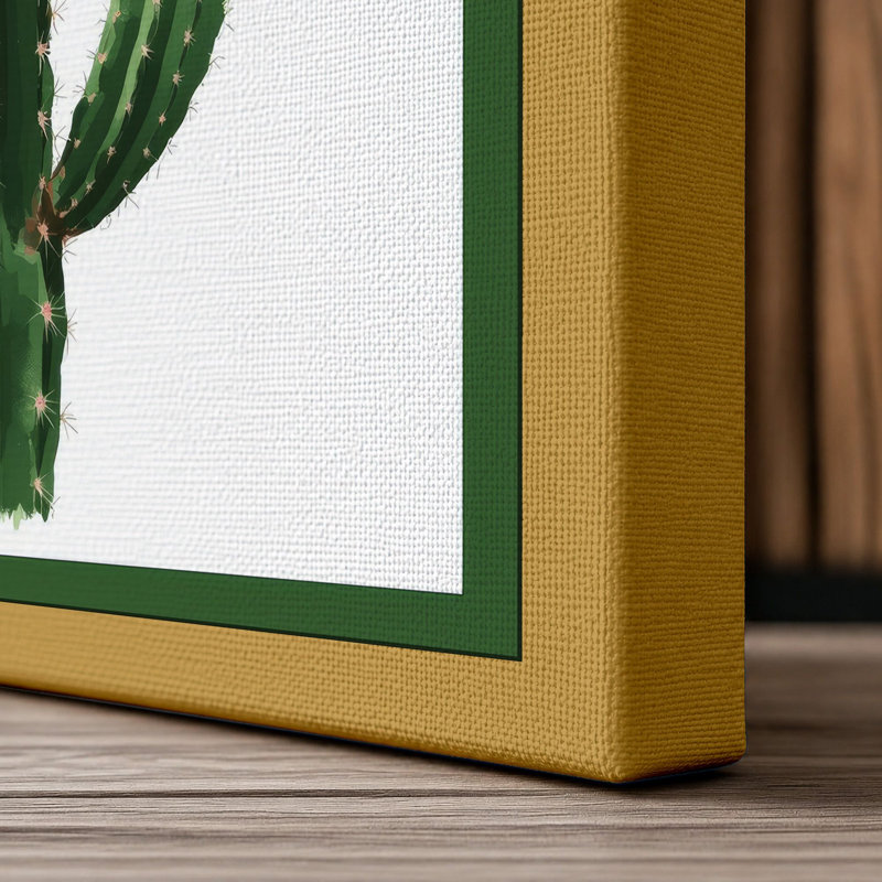 Saguaro Specimen Botanical - Wrapped Canvas, 18x12 - 45.7 x 30.5 cm, Ochre Border