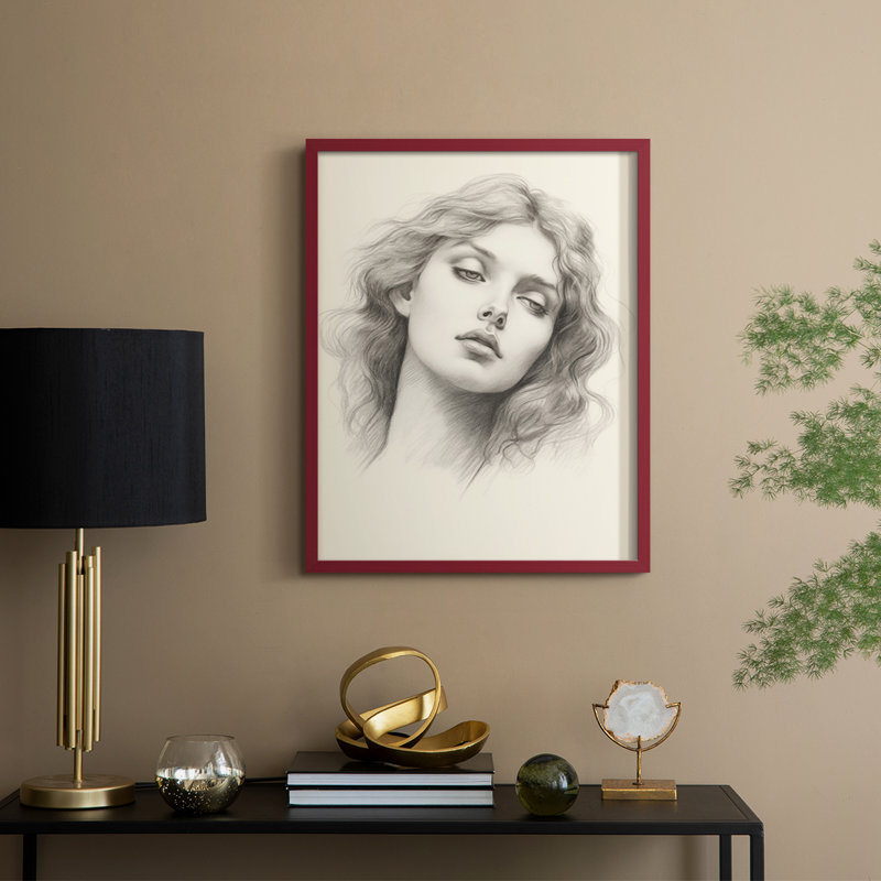 «Vintage Portrait Print II», reproduction encadrée - bois massif