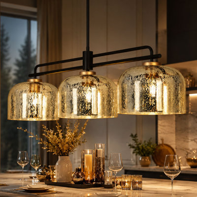 Luminaire suspendu linéaire à 3 lumières à intensité variable pour îlot de cuisine 43,3 po Allenstown