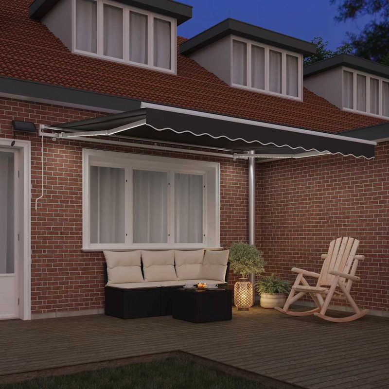 VidaXL Retractable Patio Awning, White, 165cm H x 350cm W x 250cm D