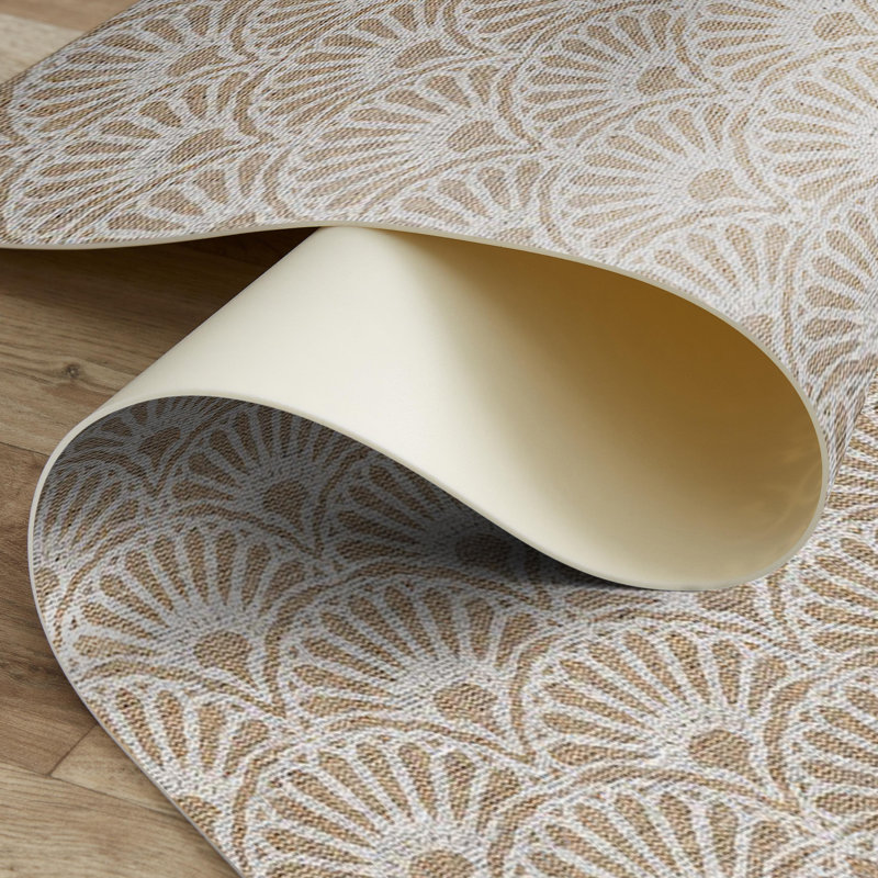  Shell Beige Easy to Clean Vinyl Mat, Rectangle 2' x 4'