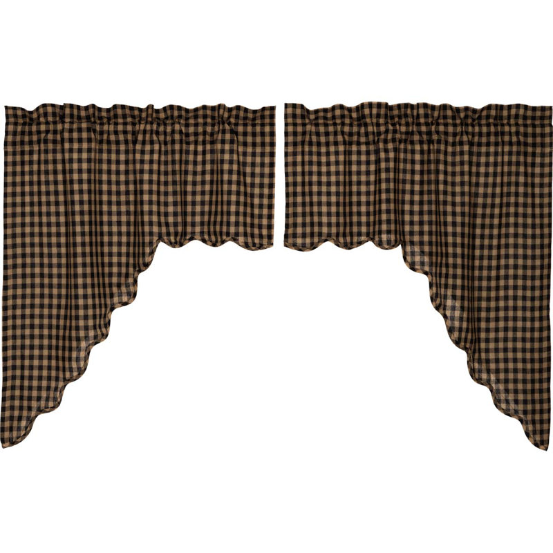 Rideau de cuisine 72 "Plaid, Noir