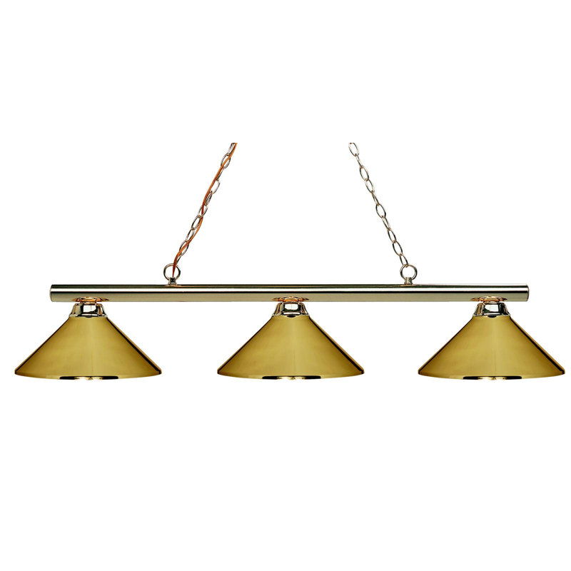 Sharp Shooter 3 Light Billiard Pendant, Métal Laiton poli / Laiton poli