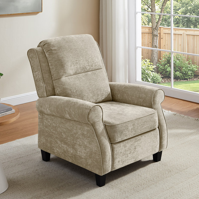 Fauteuil inclinable de 34,6 po avec dossier réglable et repose-pieds, Camel Chenille
