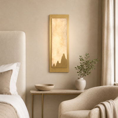 Modern Alabaster Wall Sconce, 1-Light Dimmable Indoor Wall Lighting with Natural Stone Shade, Contemporary Bathroom Bedroom Hallway Light