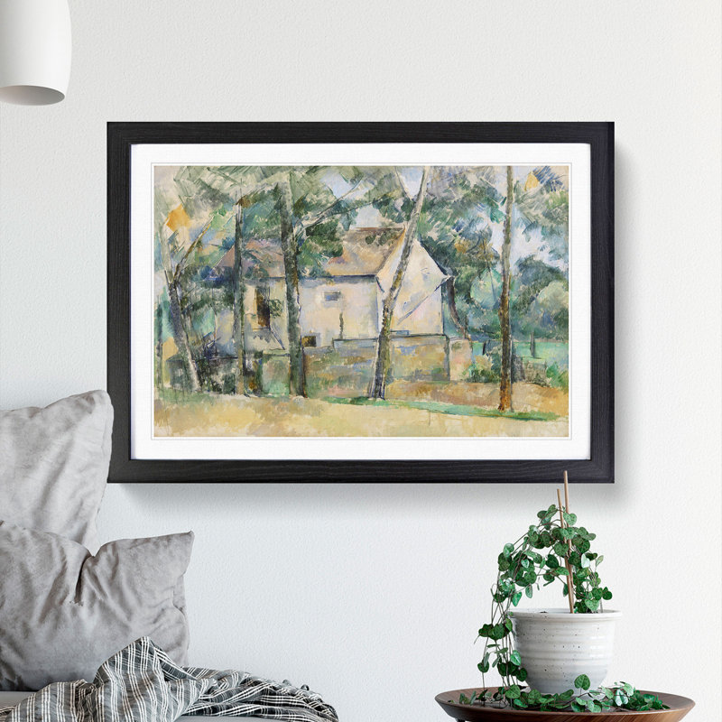 House and Trees by Paul Cezanne - Picture Frame Painting, Black Framed, 48cm H x 65cm W x 2cm D