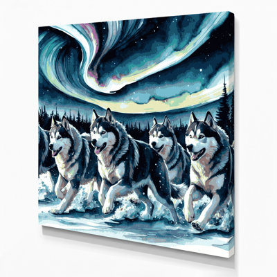 Dogs Alaskan Malamute Blue Canvas Wall Art