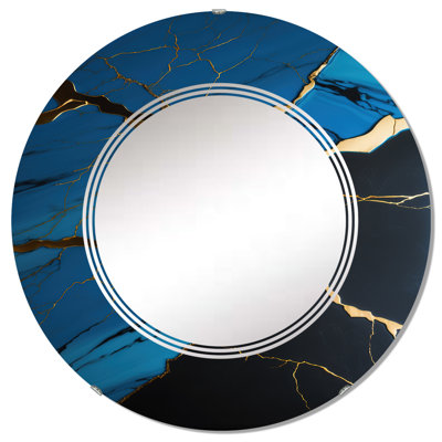 Peppel - Géode abstraite bleue II - Miroir mural abstrait en marbre