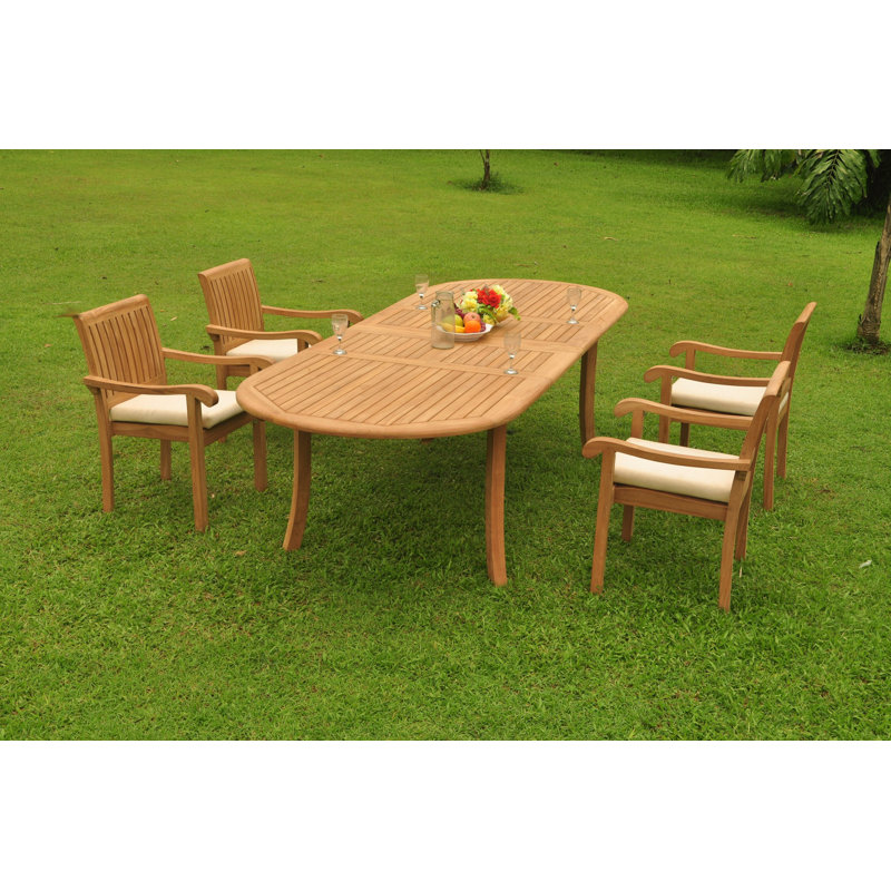Ensemble repas 5 pièces teck Taber, H 29,5 po x L 94 po x l 42,5 po