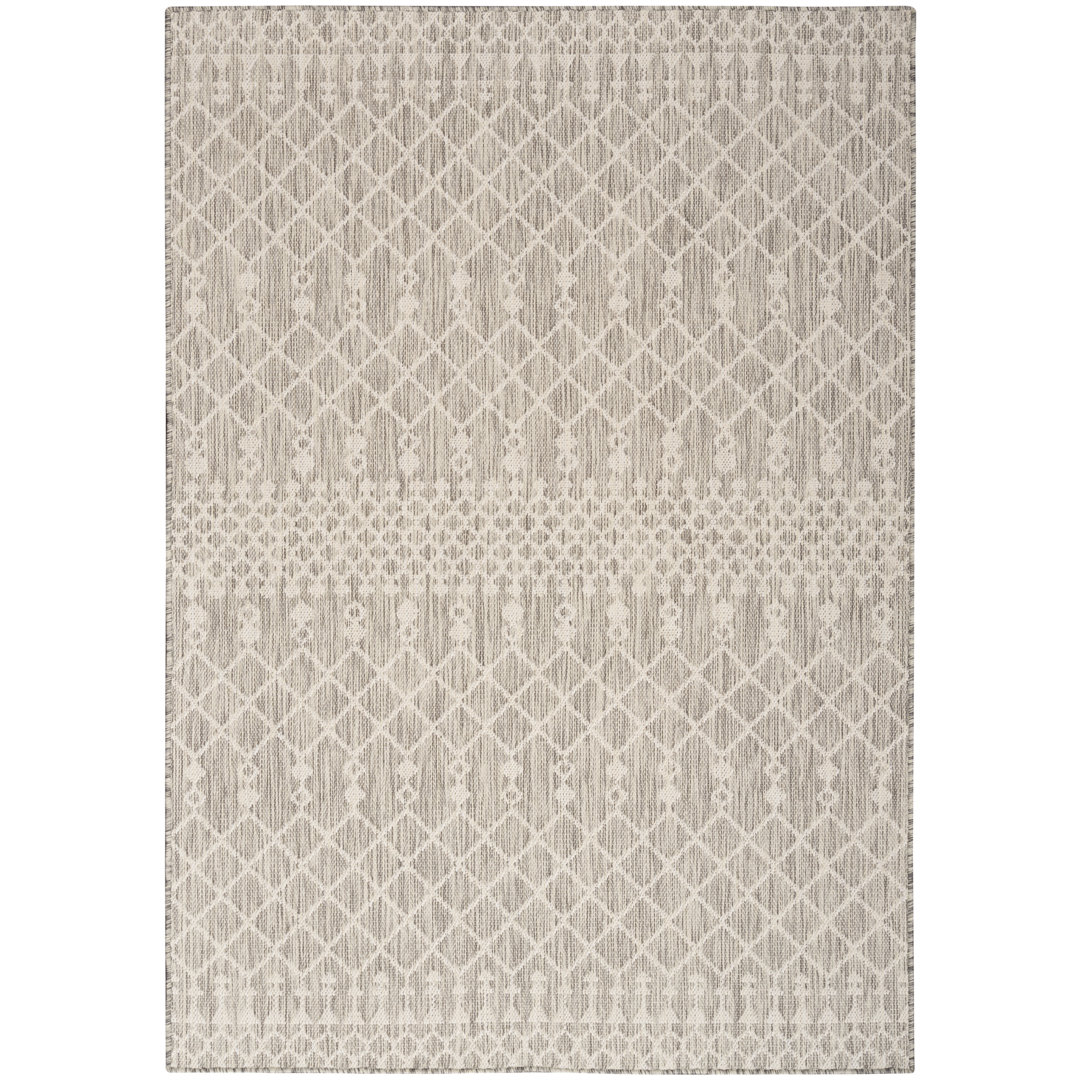Rivington Rectangle Geometric Machine Woven Polyester/Polypropylene Indoor/Outdoor Area Rug in Light Gray Union Rustic Rug