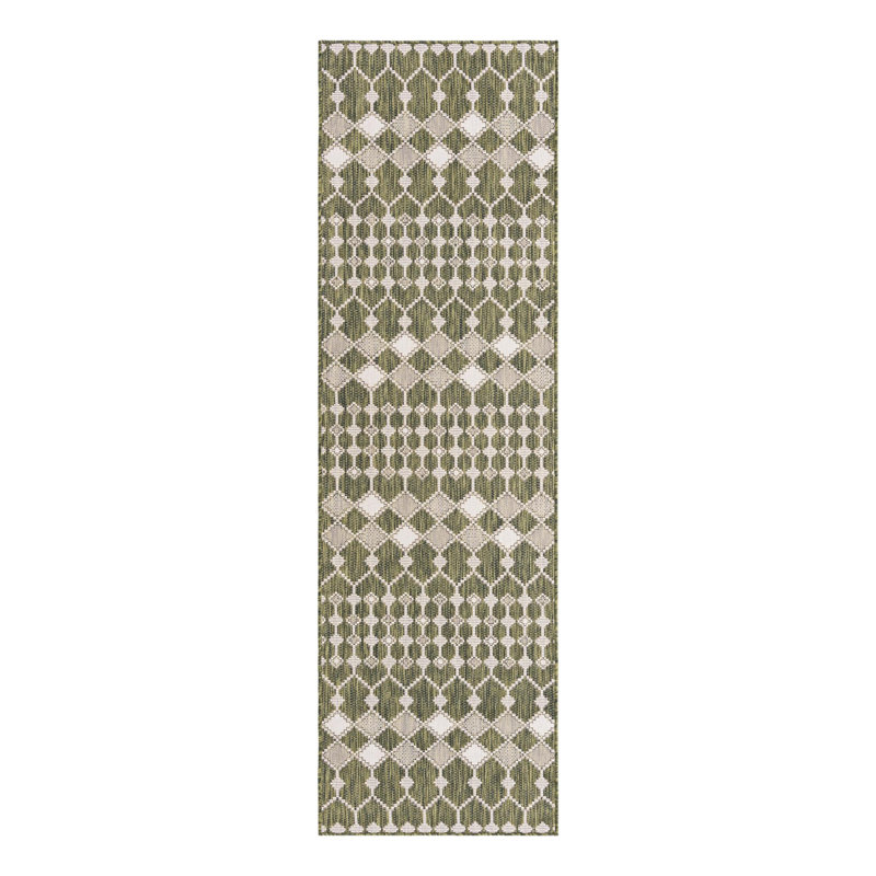 Green Traliccio Indoor/Outdoor Trellis Rug, Runner 2'11" x 10'