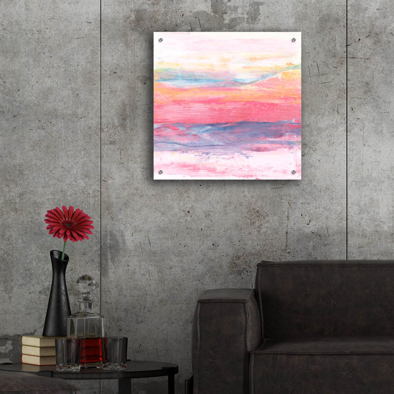 Art mural en verre épique «Kona Sunset 2» par Renee Kaelber, 24 po x 24 po, H 24 po x l 24 po
