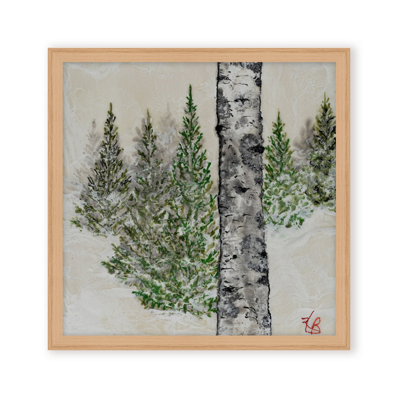 Nature Inspired "Wintered Pines" Canvas Wall Art By , 12" H x 12" W, Framed Canvas, Brown