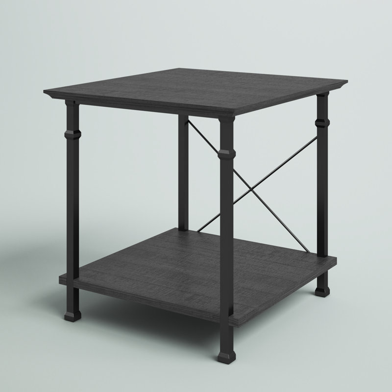 Zona Solid Wood Top End Table, Gray