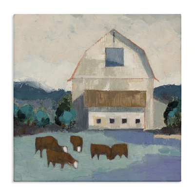 Barnyard Grazing Cattle Canvas Wall Art by Sue Jachimiec