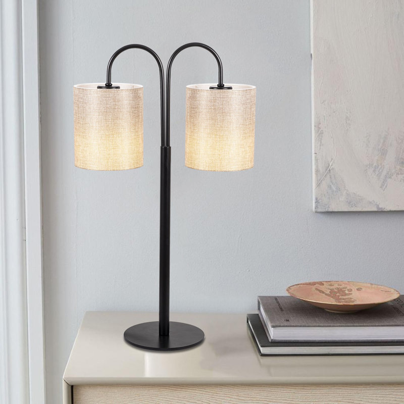 Lampe de table noire 24,41 po Sorrento, Crème