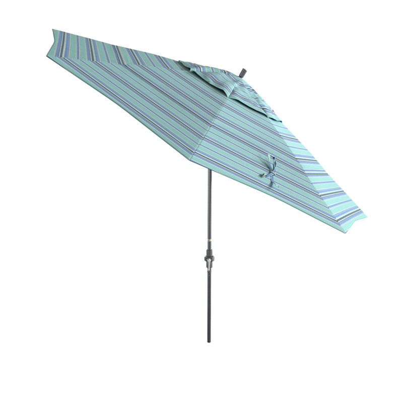 Parasol de patio gris 11 pi, Sunbrella® rayé bleu