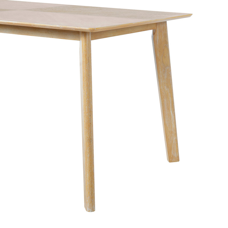 Table de salle à manger rectangulaire rétro pour 6 personnes avec pieds en bois d'hévéa massif | Idée de cadeau