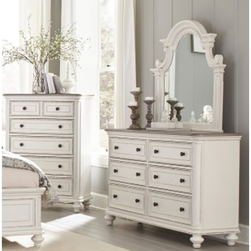 Commode 6 tiroirs avec miroir Dharm