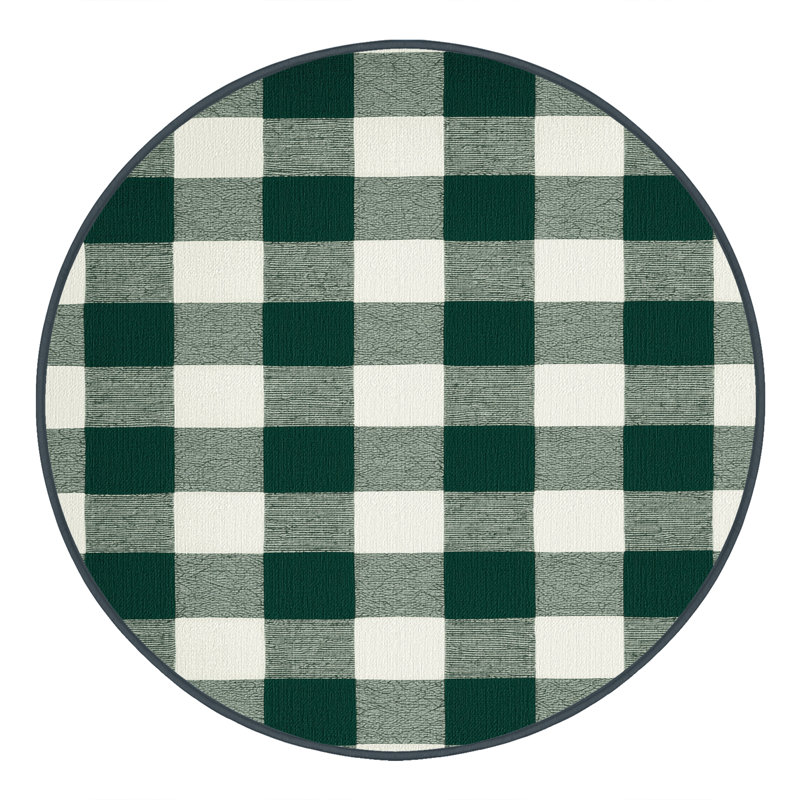 Tapis botanique brun lavable à la machine, Rond 8 pi