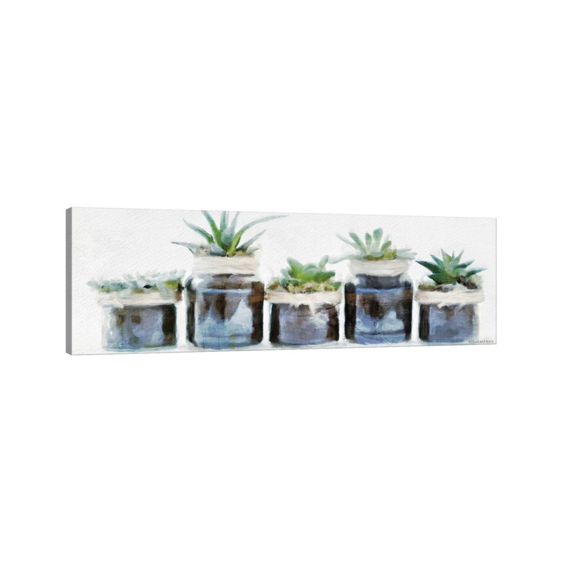 Rustic Plants In A Row by Bluebird Barn - Wrapped Canvas Panoramic Painting, 30.48 cm H x 91.44 cm W x 1.91 cm D