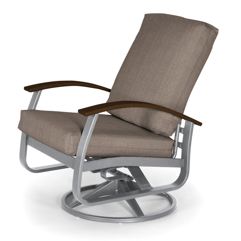 Chaise de patio pivotante avec coussin Askar, Toile granit Sunbrella®, Kona P10, Bois de plage texturé